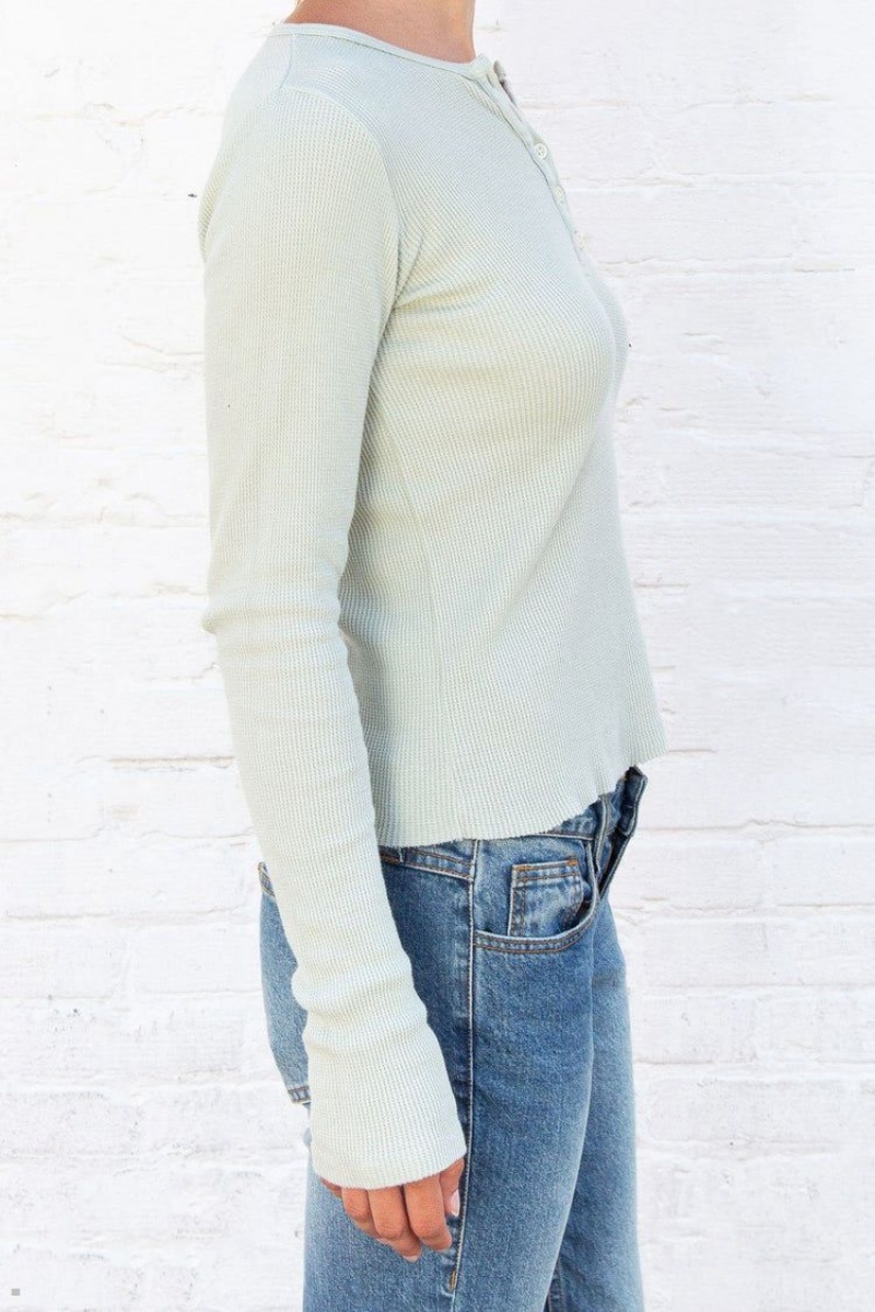 Hauts Brandy Melville Ahern Thermal Long Sleeve Menthe | UFC-62810382